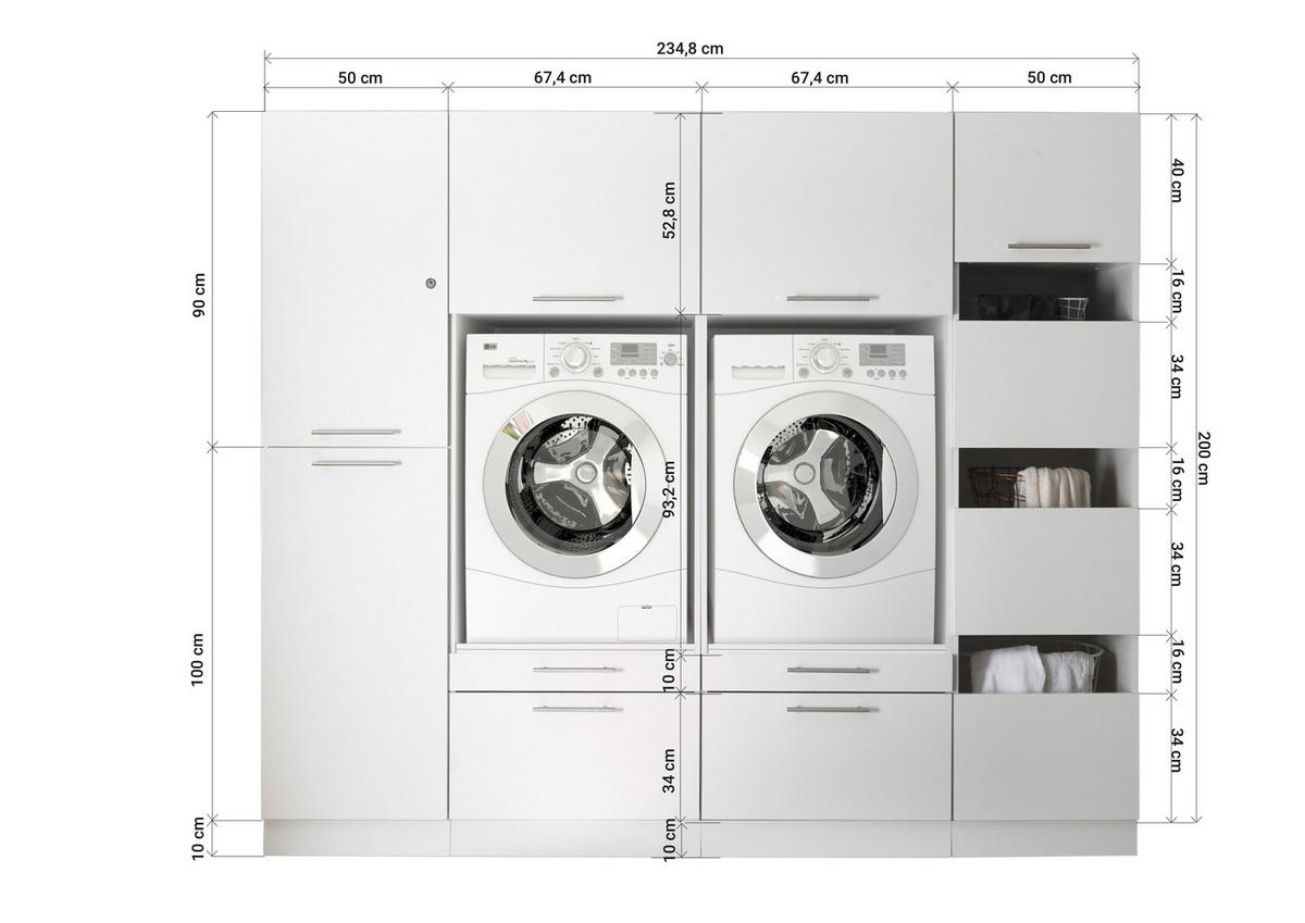 HAUSWIRTSCHAFTSRAUM 234,8/200/67,6 cm Weiss  - Weiss, Konventionell, Holzwerkstoff (234,8/200/67,6cm) - Respekta