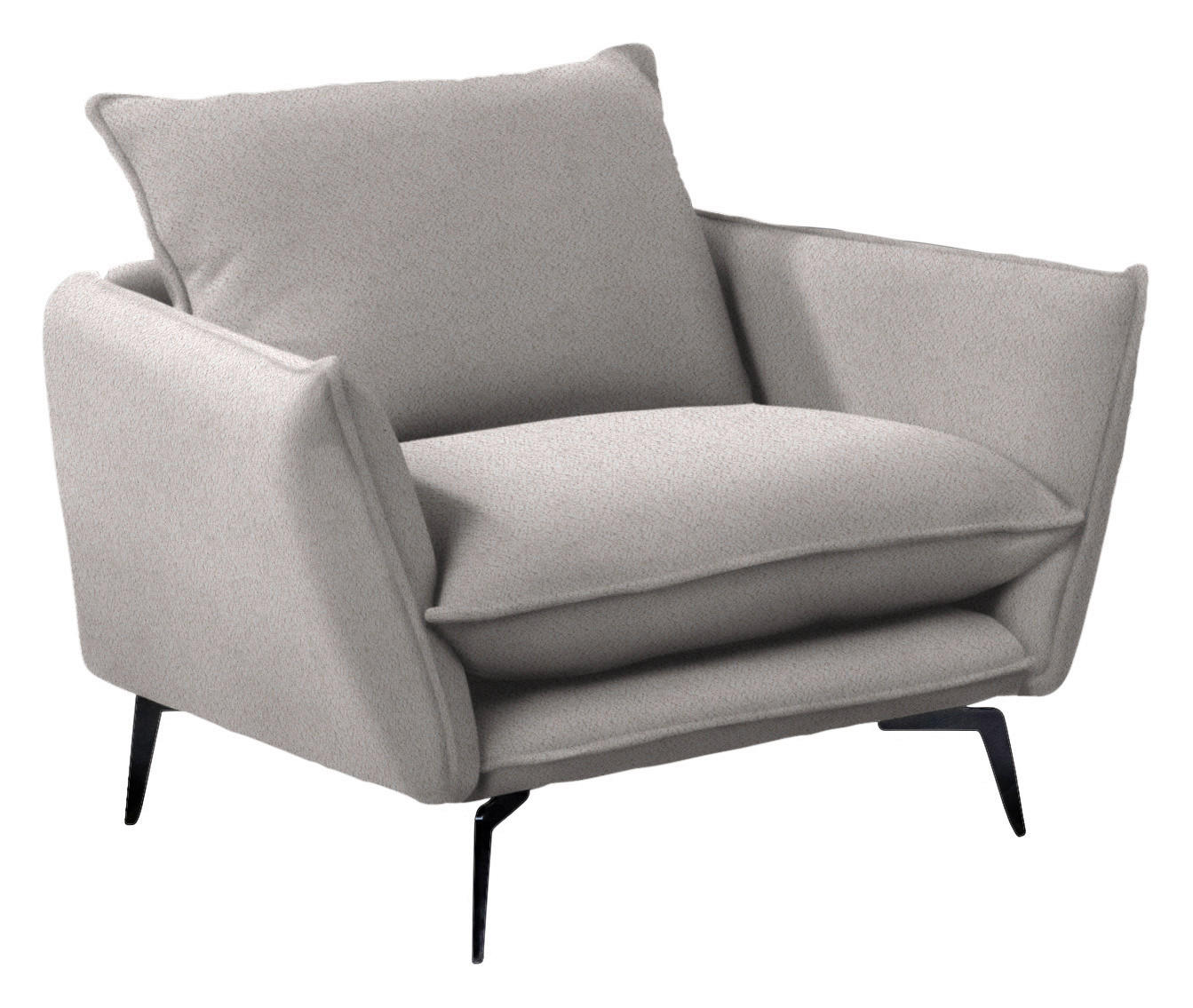 SESSEL in Webstoff Creme  - Creme/Schwarz, Design, Textil/Metall (96/84/90cm) - Livetastic