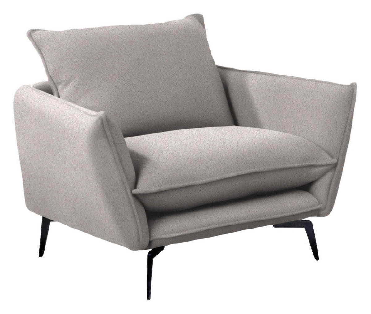 SESSEL in Webstoff Creme  - Creme/Schwarz, Design, Textil/Metall (96/84/90cm) - Livetastic