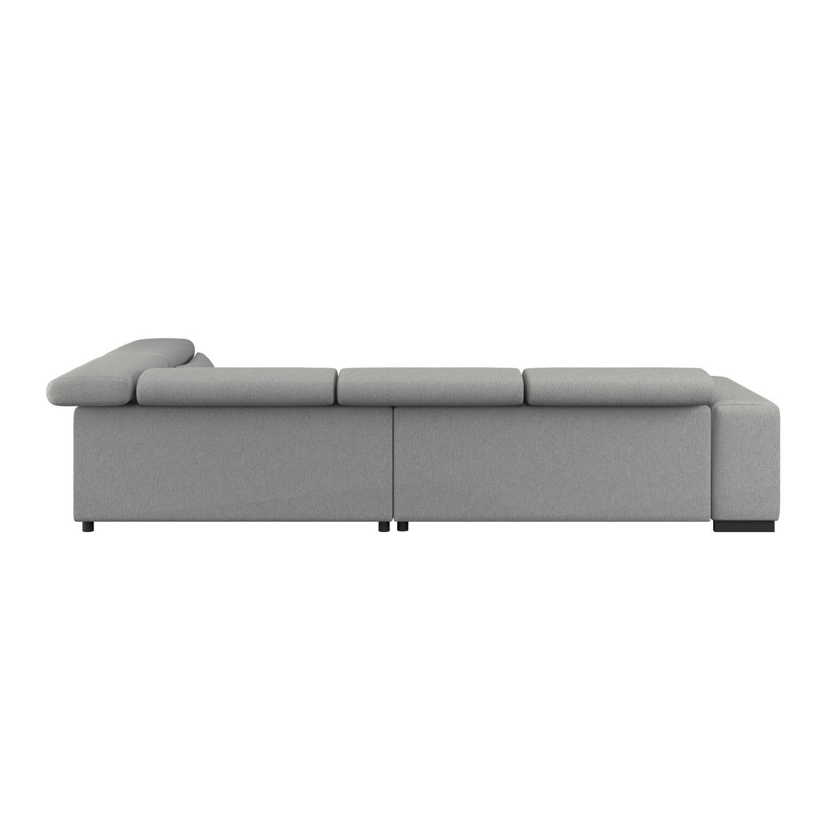 ECKSOFA MATERA Dunkelgrau Chenille, Struktur Nierenkissen, Kopfteilverstellung, Sitzvorzug  - Dunkelgrau/Schwarz, Trend, Holz/Textil (311/226cm) - MID.YOU
