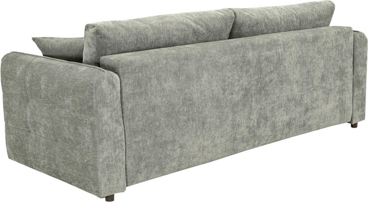 BOXSPRINGSOFA Chenille Grau, Grün  inkl. Zierkissen, Rückenkissen, Bettkasten, Schlaffunktion  - Schwarz/Grau, KONVENTIONELL, Kunststoff/Textil (235/94/103cm) - Novel