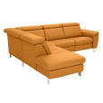 ECKSOFA in Echtleder Gelb  - Gelb/Alufarben, Design, Leder/Metall (239/271cm) - Cantus