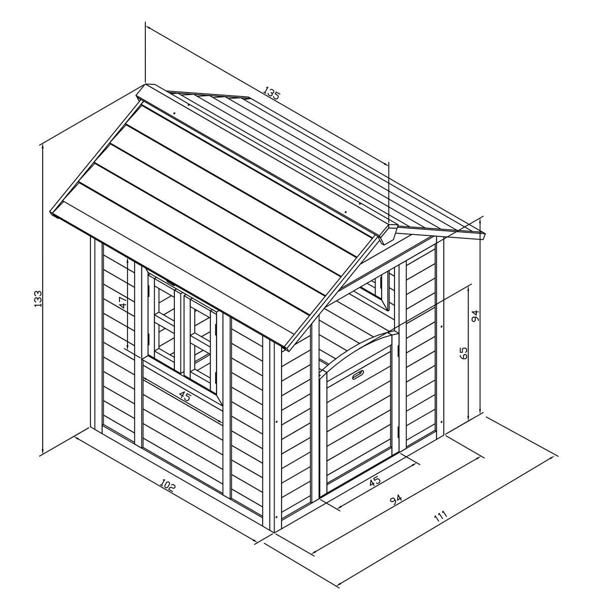 SPIELHAUS 111/133/135 cm  - Blau/Weiß, KONVENTIONELL, Holz (111/133/135cm) - Ambia Garden