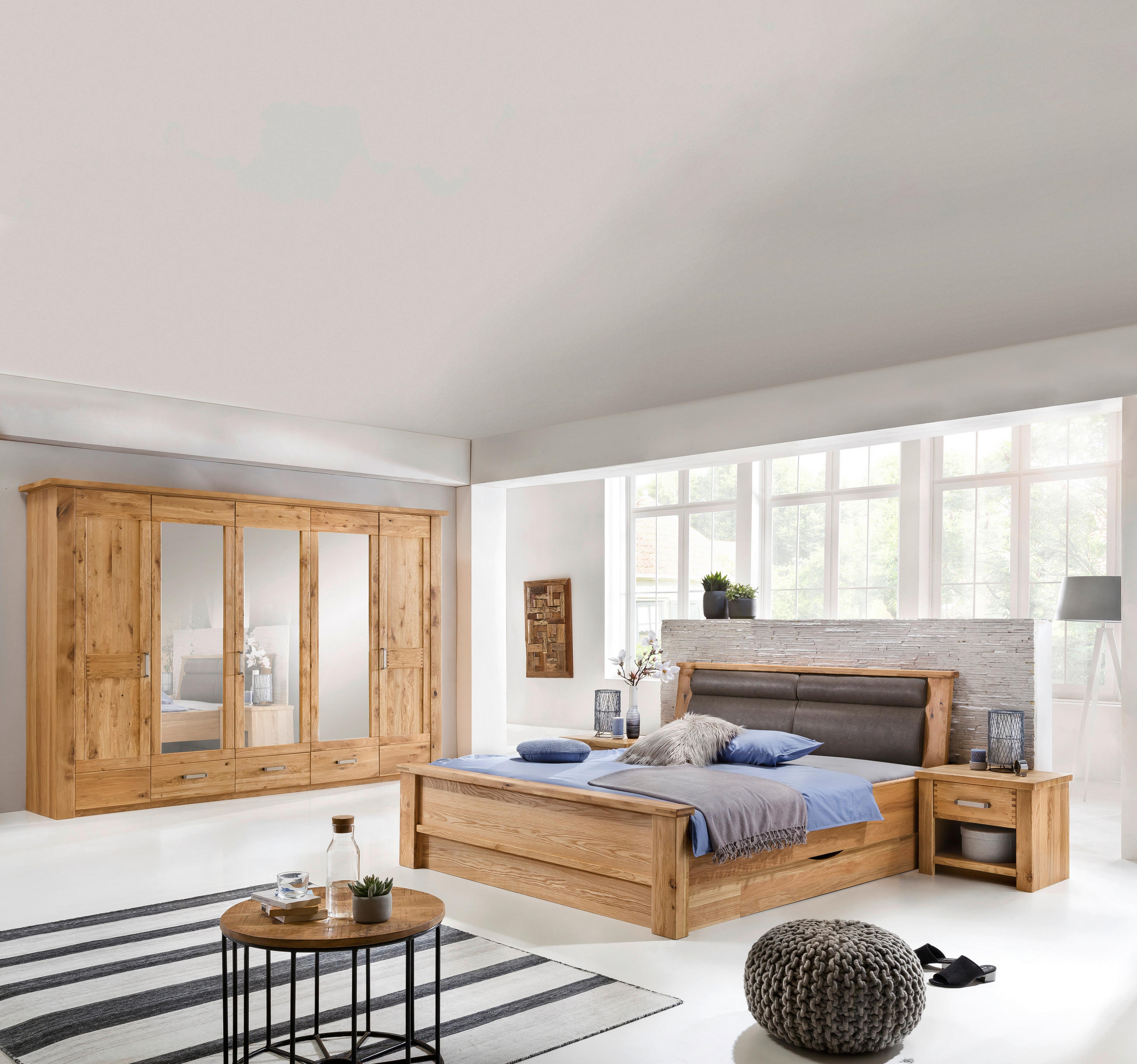 SCHLAFZIMMER Braun, Eichefarben  - Eichefarben/Braun, KONVENTIONELL, Glas/Holz (180/200cm) - Landscape