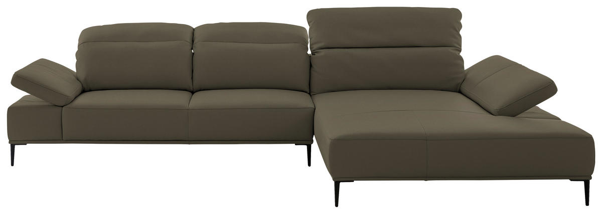 ECKSOFA  in Echtleder Braun  322/206 cm  - Schwarz/Braun, MODERN, Leder/Metall (322/206cm) - Chilliano