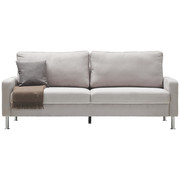 DREISITZER-SOFA in Textil Hellgrau - Hellgrau/Alufarben, Design, Textil/Metall (204/86/97cm) - Pure Home Lifestyle