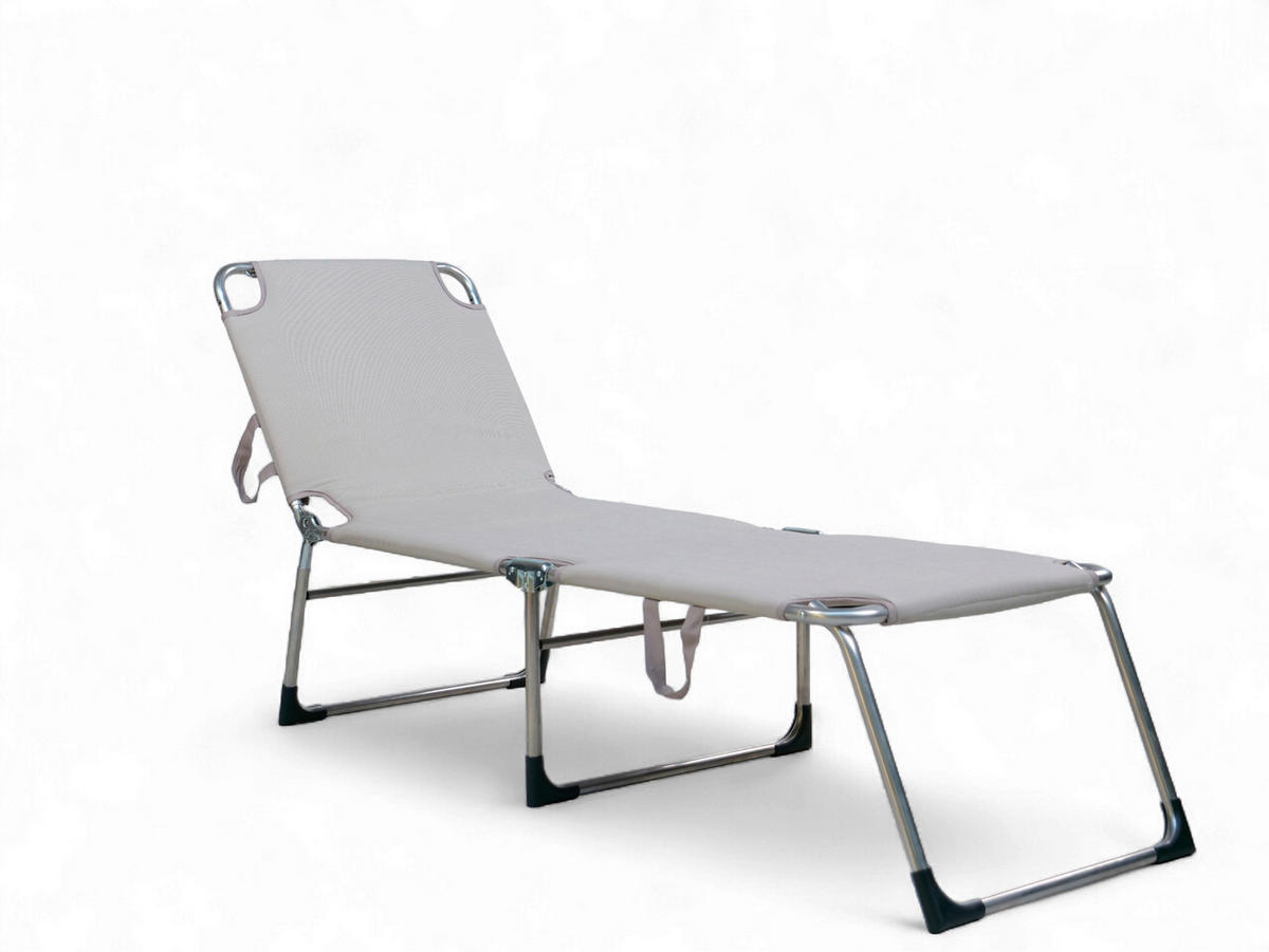 DREIBEINLIEGE 60/38/190 cm  - Silberfarben/Beigebraun, KONVENTIONELL, Textil/Metall (60/38/190cm)