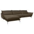 ECKSOFA in Webstoff Braun  - Schwarz/Braun, Design, Textil/Metall (165/338cm) - Hom`in