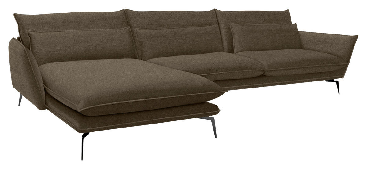 ECKSOFA in Webstoff Braun  - Schwarz/Braun, Design, Textil/Metall (165/338cm) - Livetastic
