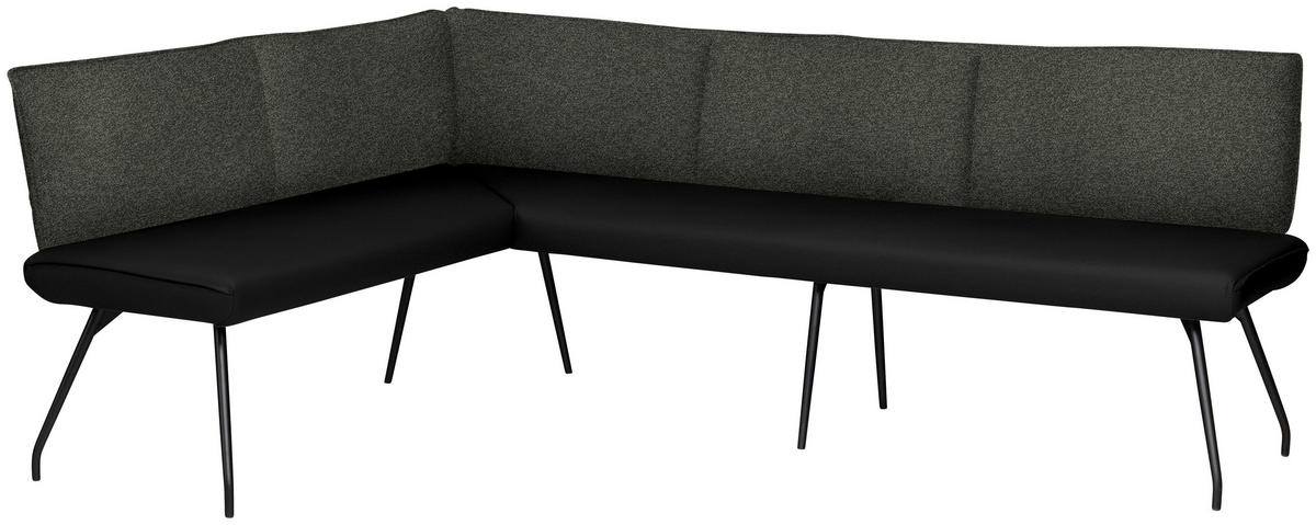 ECKBANK 165/225 cm  in Schwarz  - Schwarz, Design, Textil/Metall (165/225cm) - Moderano