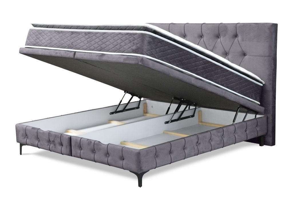 BOX KREVET 180/200 cm     siva  - siva/crna, Moderno, drvni materijal/drvo (180/200cm) - Hom`in