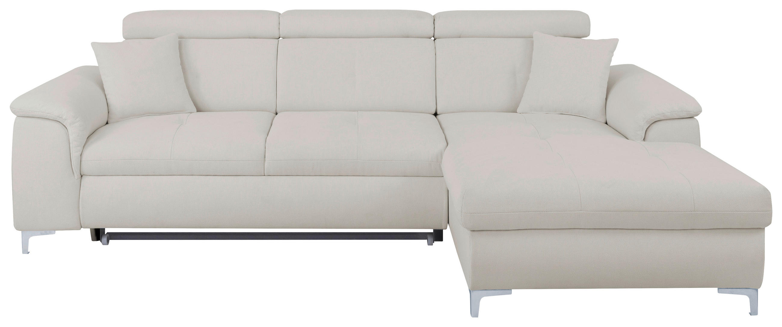 ECKSOFA in Flachgewebe Greige  - Chromfarben/Greige, KONVENTIONELL, Textil/Metall (268/175cm) - Carryhome