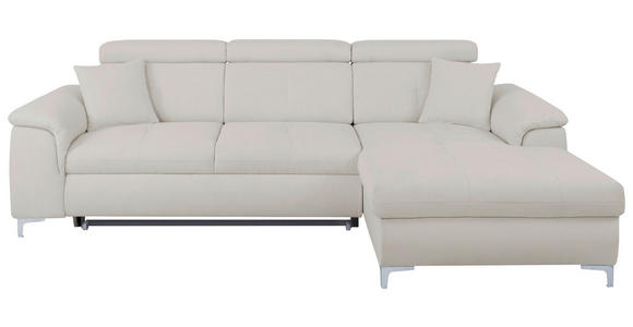 ECKSOFA in Flachgewebe Greige  - Chromfarben/Greige, KONVENTIONELL, Textil/Metall (268/175cm) - Carryhome