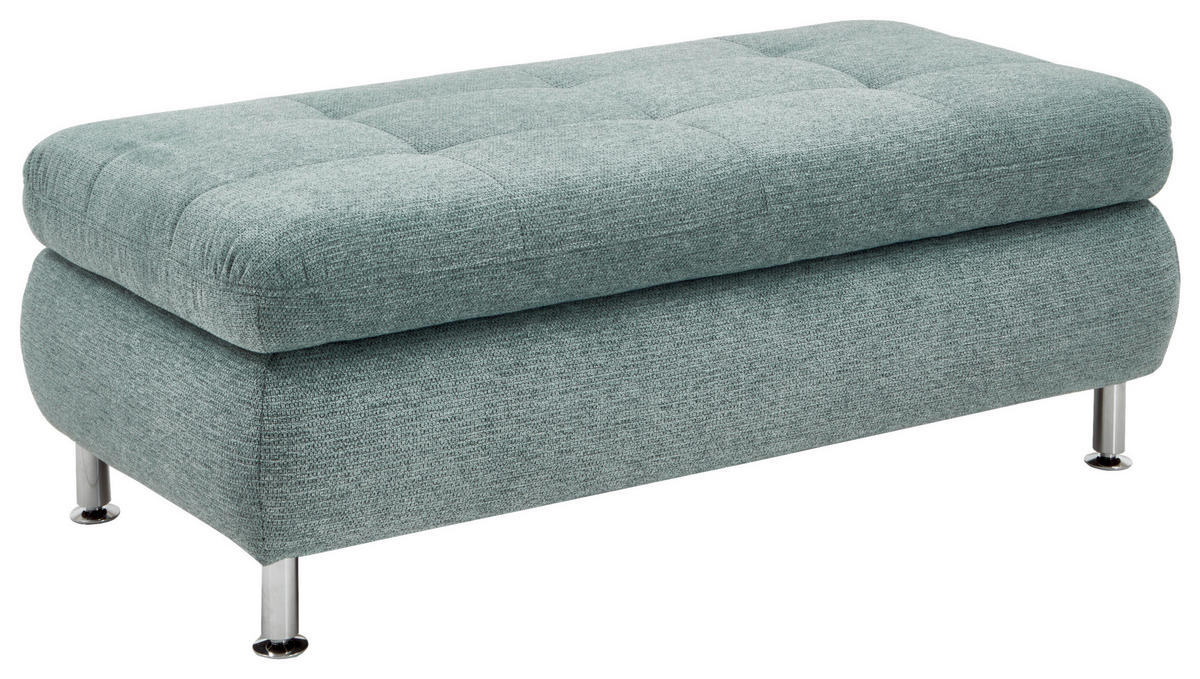ECKSOFA in Webstoff Türkis  - Türkis/Chromfarben, Konventionell, Textil/Metall (242/210cm) - Beldomo Style