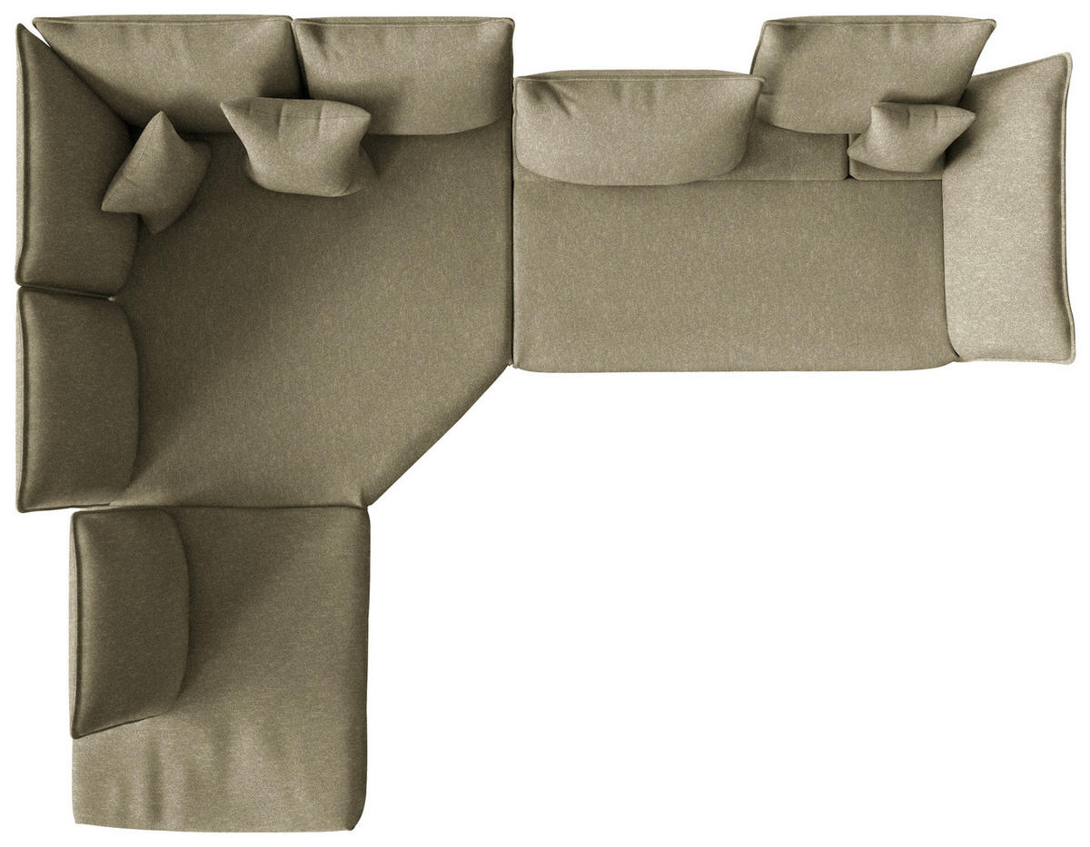 ECKSOFA  in Chenille, Flachgewebe Khaki  272/340 cm  - Khaki/Schwarz, MODERN, Textil/Metall (272/340cm) - W.Schillig