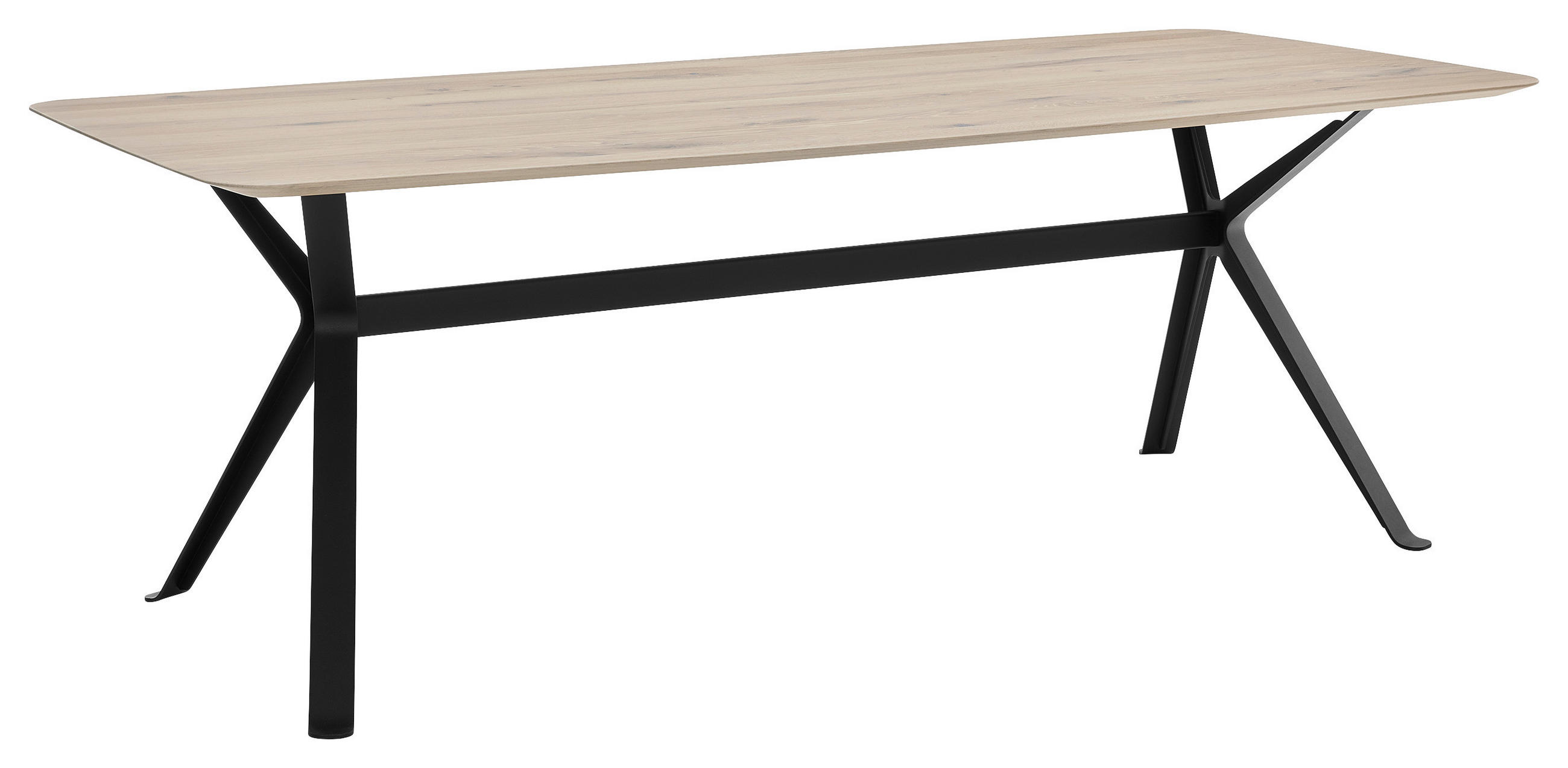 ESSTISCH Asteiche massiv rechteckig Alteiche  - Alteiche/Schwarz, Design, Holz/Metall (220/100/75cm) - Musterring