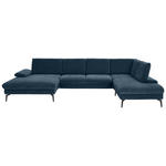 WOHNLANDSCHAFT Dieter Knoll in Webstoff Blau  - Blau/Schwarz, Design, Textil/Metall (157/354/208cm) - Dieter Knoll