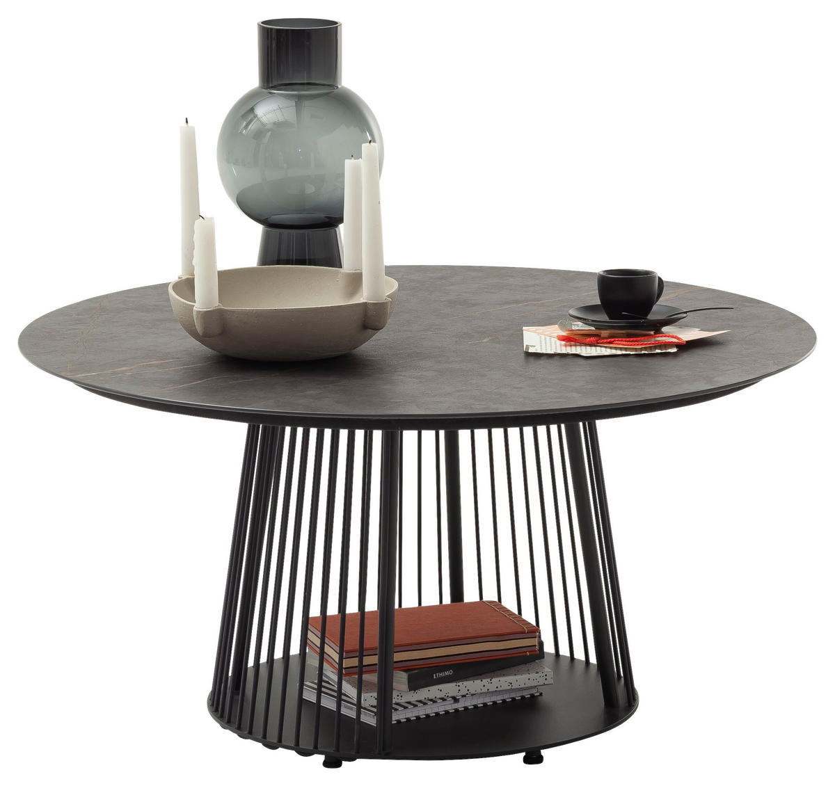 COUCHTISCH in Metall, Stein 83/83/35 cm  - Dunkelgrau/Anthrazit, Basics, Stein/Metall (83/83/35cm) - Schöner Wohnen