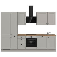 KÜCHENLEERBLOCK 300 cm   in Grau, Eiche dunkel  - Eiche dunkel/Schwarz, MODERN, Holzwerkstoff/Metall (300cm) - Nobilia