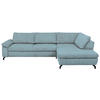 ECKSOFA in Cord, Velours Hellblau  - Schwarz/Hellblau, Design, Textil/Metall (291/197cm) - Beldomo Style