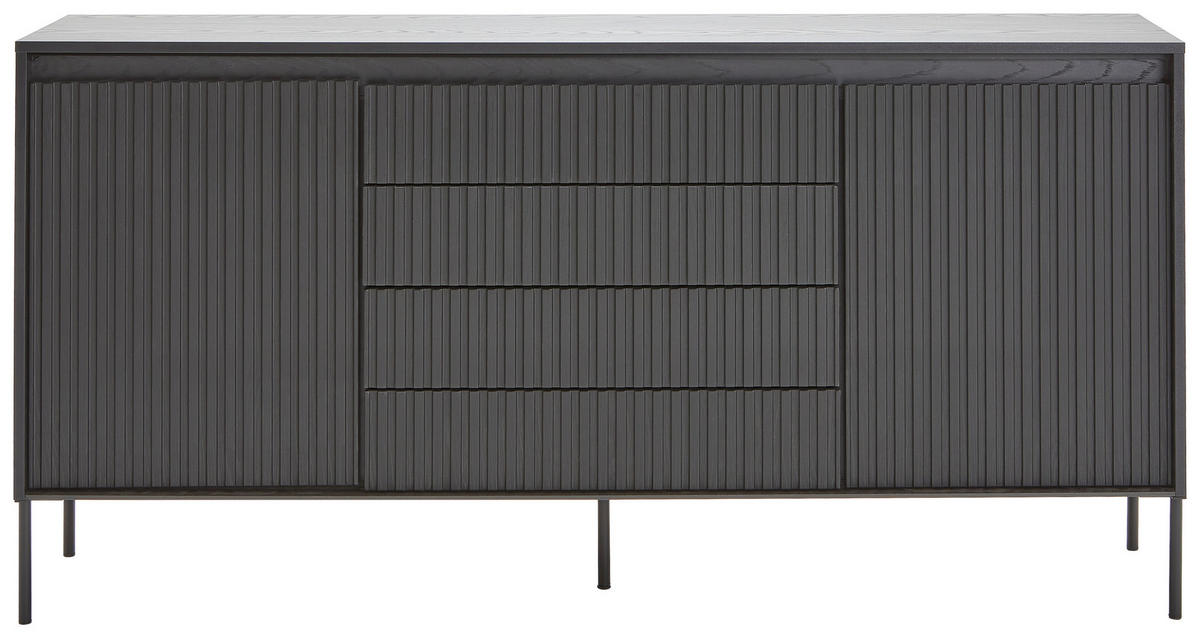 SIDEBOARD svart  166/82/40 cm  - svart, Trend, metall/trämaterial (166/82/40cm) - Carryhome