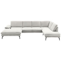 WOHNLANDSCHAFT in Webstoff Creme, Naturfarben  - Creme/Schwarz, Design, Textil/Metall (180/344/208cm) - Dieter Knoll