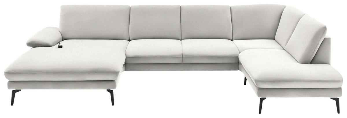 WOHNLANDSCHAFT in Webstoff Creme, Naturfarben  - Creme/Schwarz, Design, Textil/Metall (180/344/208cm) - Dieter Knoll