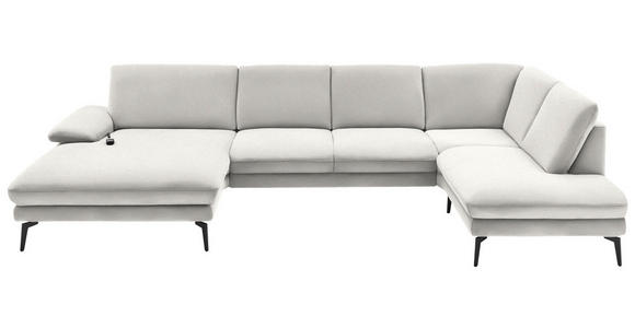 WOHNLANDSCHAFT Creme, Naturfarben Webstoff  - Creme/Schwarz, Design, Textil/Metall (180/344/208cm) - Dieter Knoll