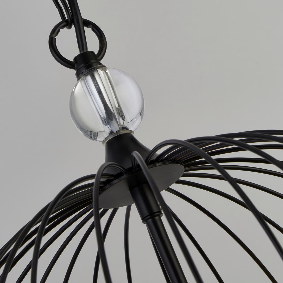 KRISTALNA VISEČA SVETILKA - črna, Design, kovina/steklo (36/150cm)