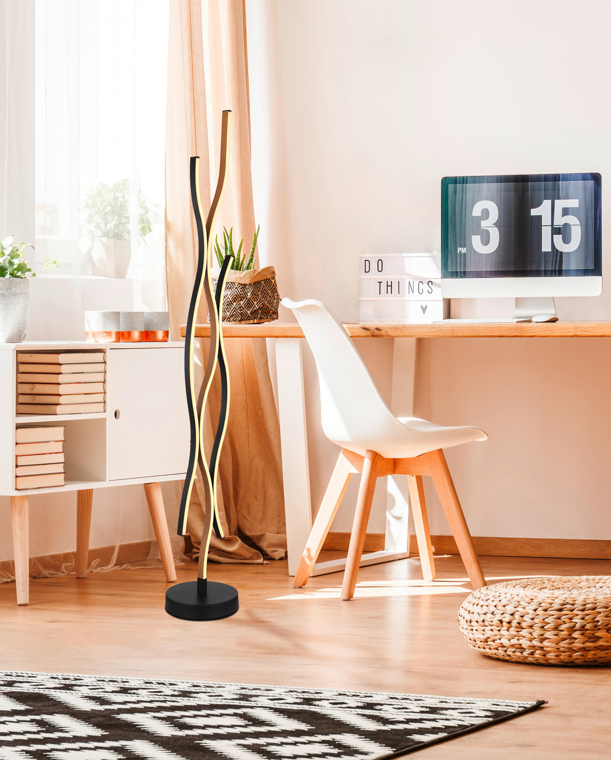 LED-STEHLEUCHTE 20/135 cm    - Dunkelbraun/Opal, Natur, Kunststoff/Metall (20/135cm) - Globo
