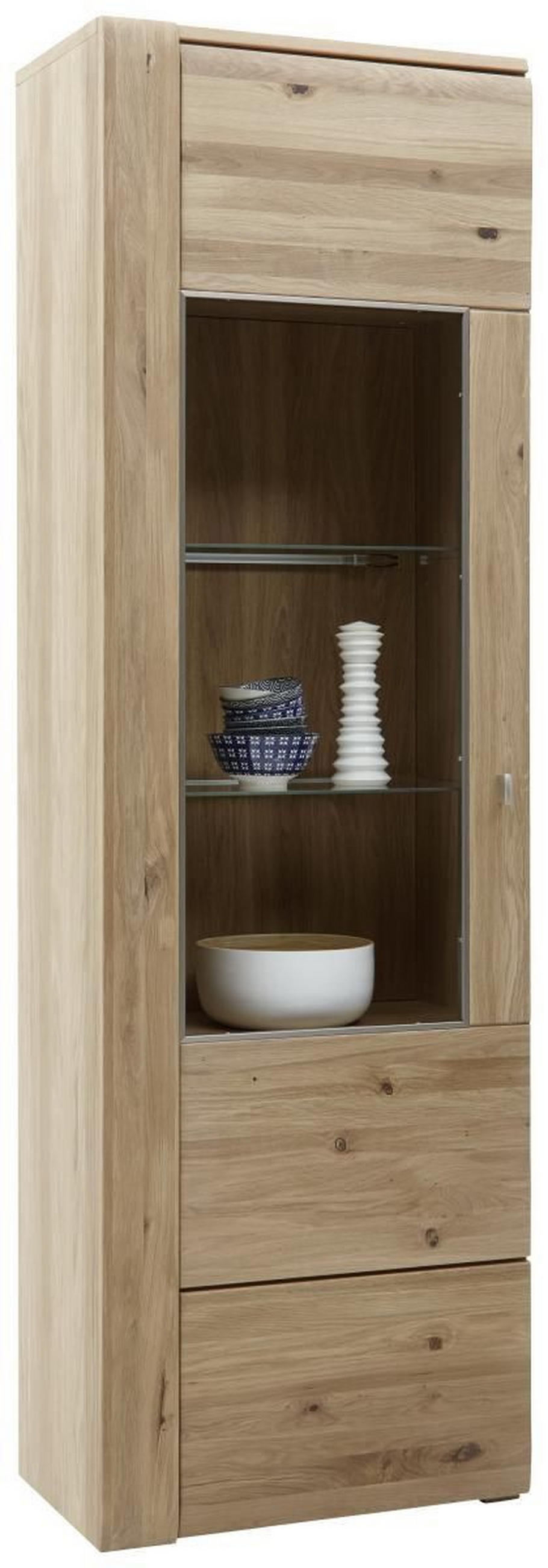 VITRINE Colorado Eichefarben  65/205/38 cm  - Eichefarben/Alufarben, Konventionell, Glas/Holz (65/205/38cm) - Voleo