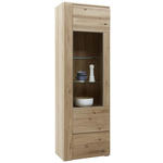 VITRINE in furniert, massiv Eiche Eichefarben  - Eichefarben/Alufarben, KONVENTIONELL, Glas/Holz (65/205/38cm) - Voleo