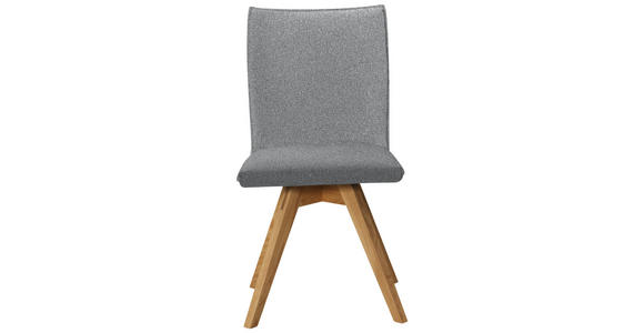 STUHL Samt Eichefarben, Hellgrau Wildeiche massiv  - Eichefarben/Hellgrau, KONVENTIONELL, Holz/Textil (60/91/61cm) - Moderano