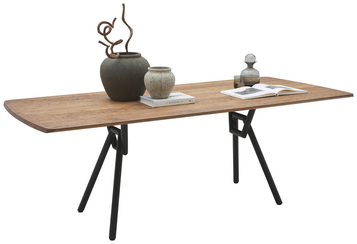 ESSTISCH Eichefarben rechteckig   - Eichefarben/Schwarz, Design, Holz/Metall (220/100/76cm) - Valnatura