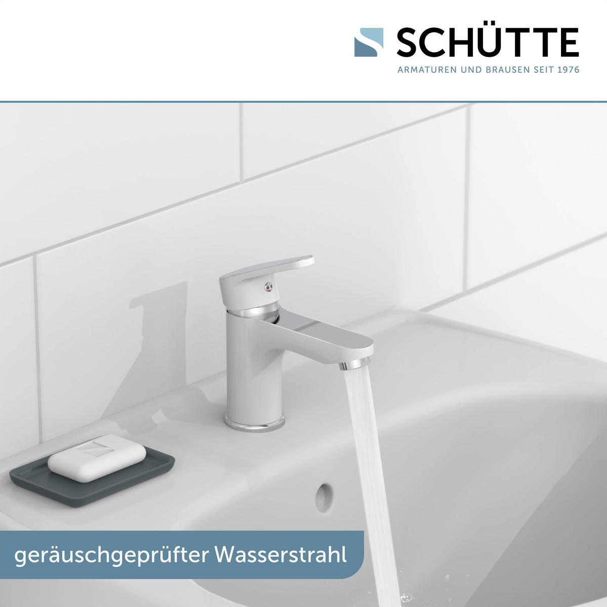 WASCHTISCHARMATUR 34710  - Chromfarben/Weiß, Basics, Metall (5/14/14,5cm) - Schütte