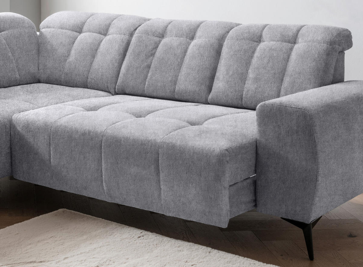 ECKSOFA in Mikrofaser Hellgrau  - Hellgrau/Schwarz, Modern, Textil/Metall (200/261cm) - Livetastic