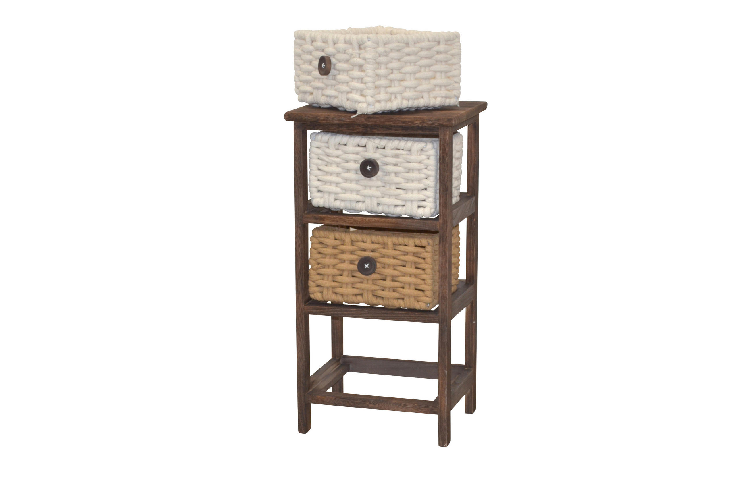 KOMMODE  in  - Dunkelbraun/Creme, Design, Holz/Textil (25/30/58cm) - MID.YOU