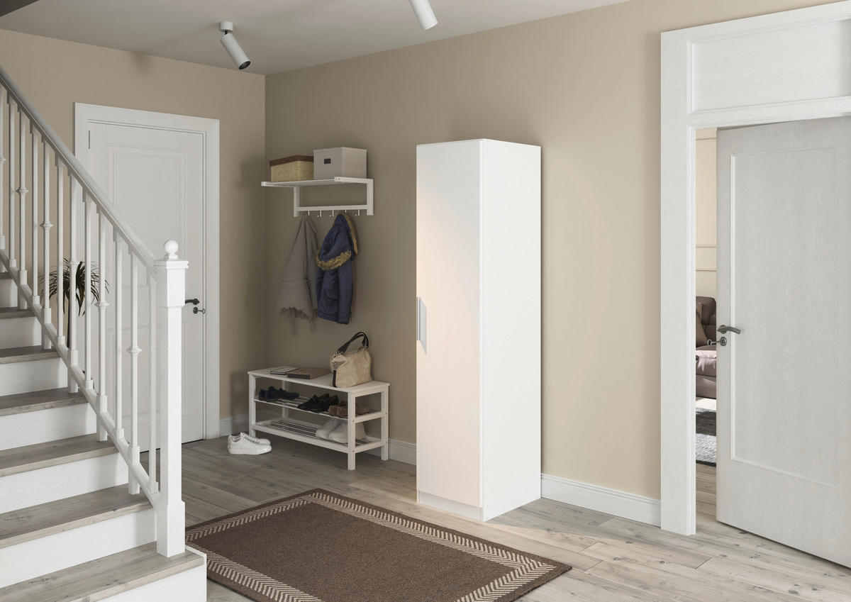 DREHTÜRENSCHRANK 47/197/54 cm,  in Weiß, 1-türig  - Alufarben/Weiß, KONVENTIONELL, Holzwerkstoff/Kunststoff (47/197/54cm) - home24