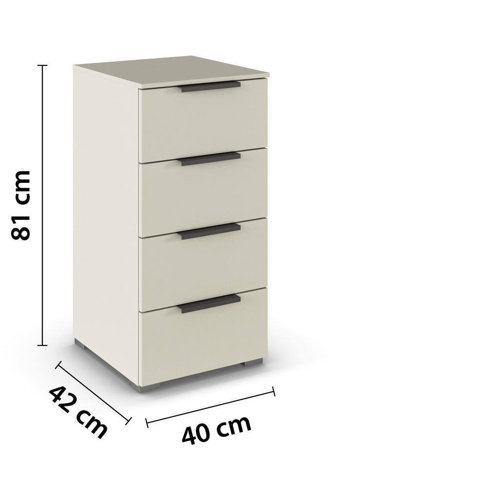 Thumbnail - Novel Kommode, Champagner, Metall, 4 Schubladen, 50x81x42 cm, Blauer Engel, Goldenes M, Made in Germany, stehend, in ver...
