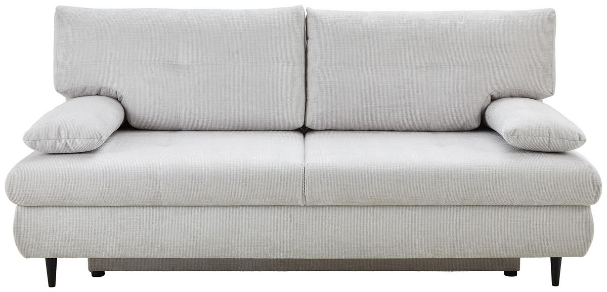 SCHLAFSOFA  mit Liegefunktion, Rücken echt Chenille Hellgrau  - Hellgrau/Schwarz, KONVENTIONELL, Holz/Textil (212/97/105cm) - Carryhome