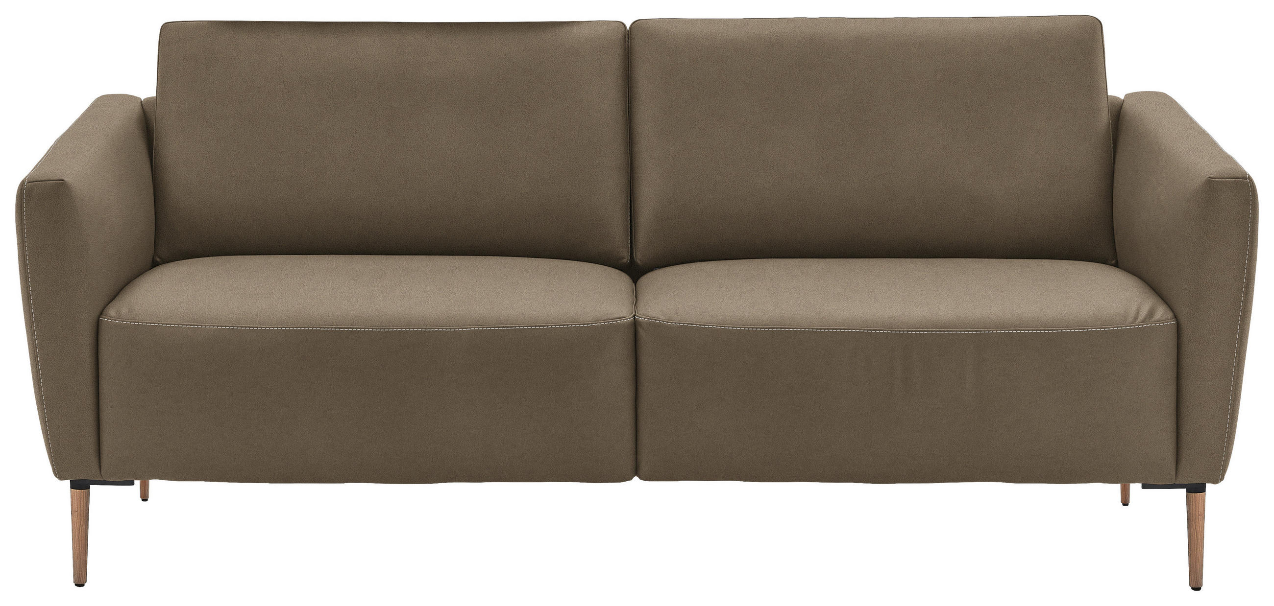 2-SITZER-SOFA  in Echtleder Hellbraun   - Hellbraun/Eichefarben, Natur, Leder/Holz (207/86/87cm) - Valnatura