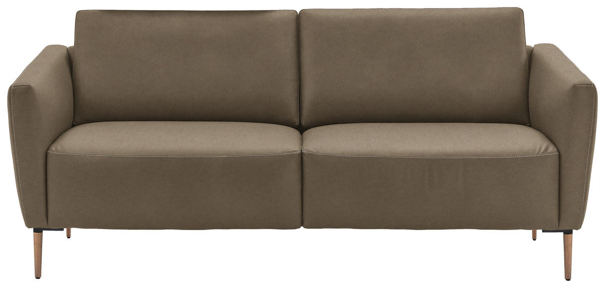2-SITZER-SOFA  in Echtleder Hellbraun   - Hellbraun/Eichefarben, Natur, Leder/Holz (207/86/87cm) - Valnatura