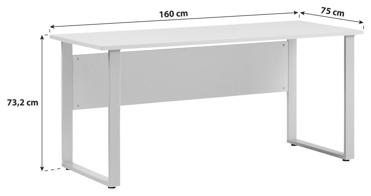 SCHREIBTISCH 160/75/73,2 cm  in Alufarben, Hellgrau  - Hellgrau/Alufarben, KONVENTIONELL, Holzwerkstoff/Metall (160/75/73,2cm) - MID.YOU