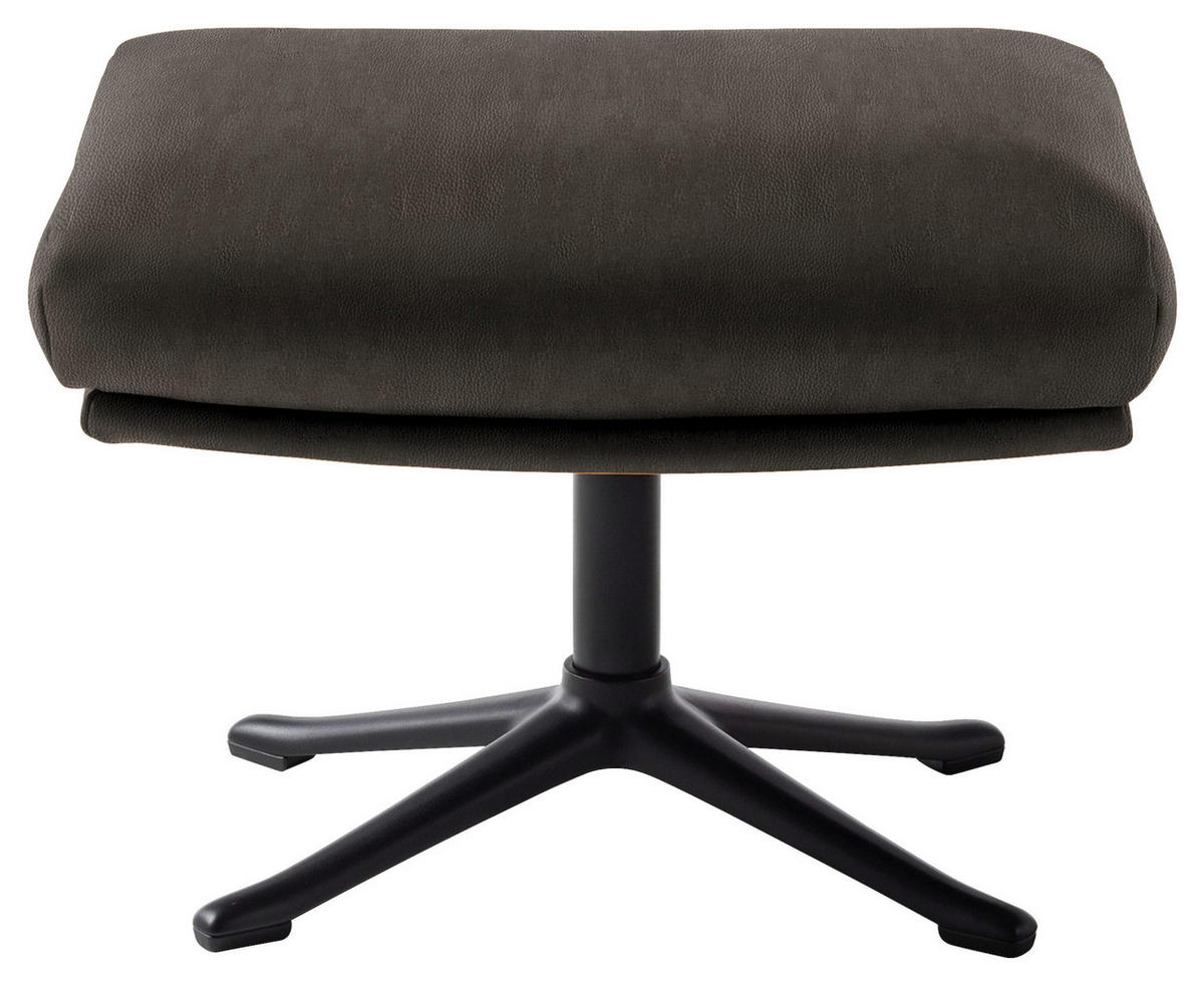 HOCKER in Leder Dunkelgrau  - Dunkelgrau/Schwarz, Design, Leder/Metall (54/41/41cm) - home24