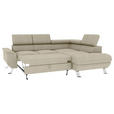 ECKSOFA Creme Struktur  - Silberfarben/Creme, KONVENTIONELL, Textil/Metall (268/207cm) - Carryhome