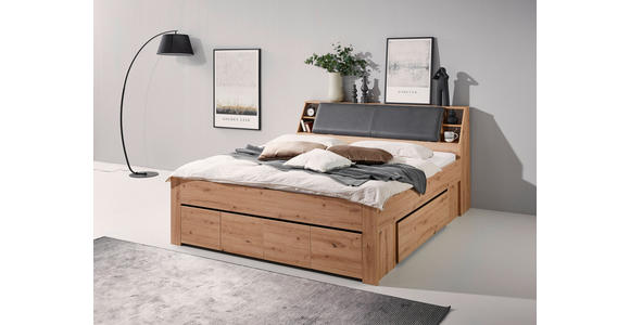 STAURAUMBETT 180/200 cm in Eiche Artisan - Eiche Artisan/Grau, KONVENTIONELL, Holzwerkstoff/Textil (180/200cm) - Carryhome