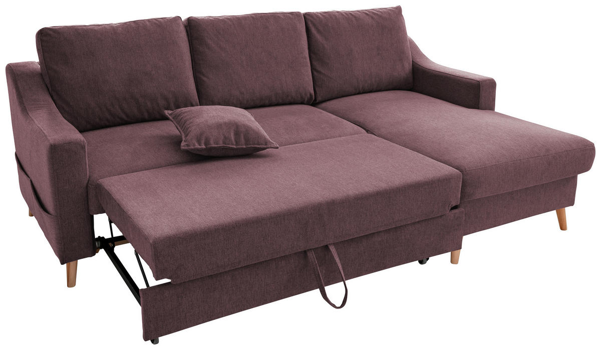 ECKSOFA in Struktur Bordeaux  - Bordeaux/Naturfarben, Konventionell, Holz/Textil (228/150cm) - P & B