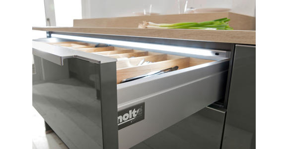 EINBAUKÜCHE - Eichefarben/Grau, Design, Holzwerkstoff - Dieter Knoll