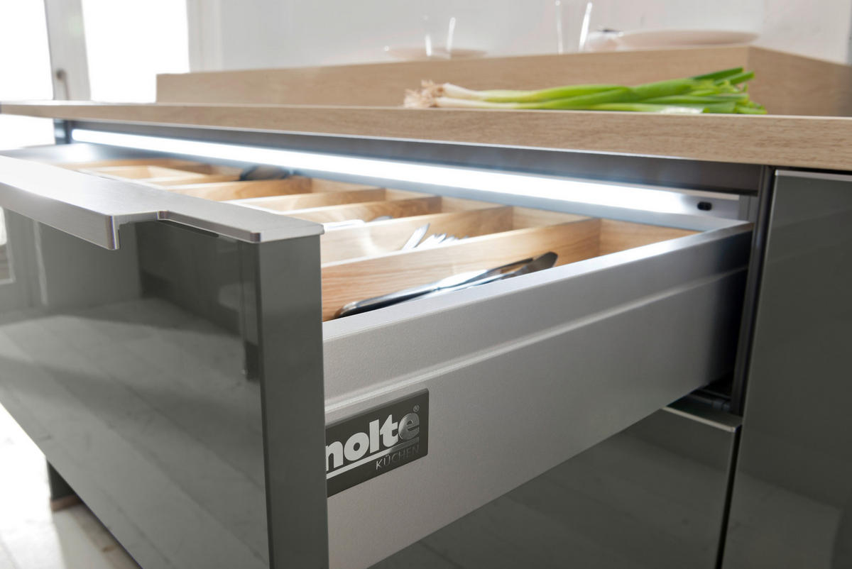 EINBAUKÜCHE LUX  - Eichefarben/Grau, Design, Holzwerkstoff - Nolte Küchen