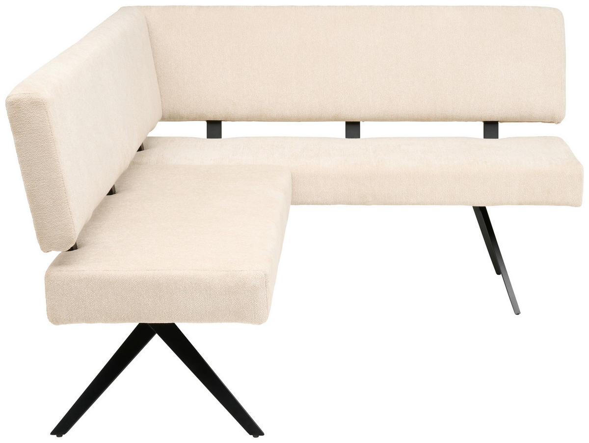 ECKBANK 190/150 cm Leinenoptik Beige   - Beige/Schwarz, KONVENTIONELL, Textil/Metall (190/150cm) - MID.YOU